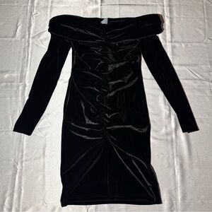 Black Velvet Off-The-Shoulder Midi Dress SZ M